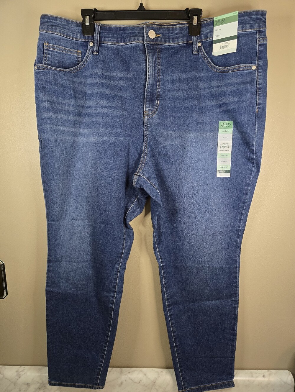 Terra & Sky Women's Plus High Rise Core Skinny Leg Jeans Size 24W Petite Denim